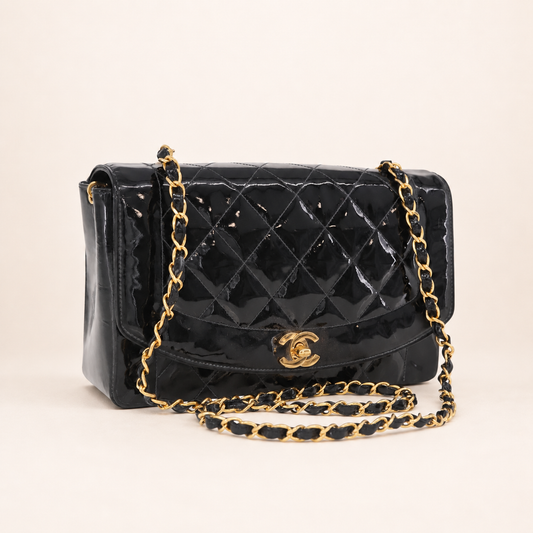 Vintage Chanel Diana Medium Patent Leather Bag with 24K Gold Hardware