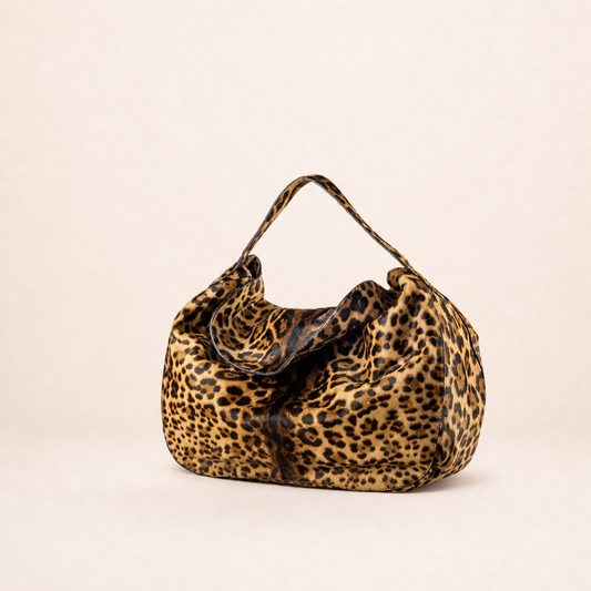 Vintage Alaïa leopard print shoulder bag made of pony hair