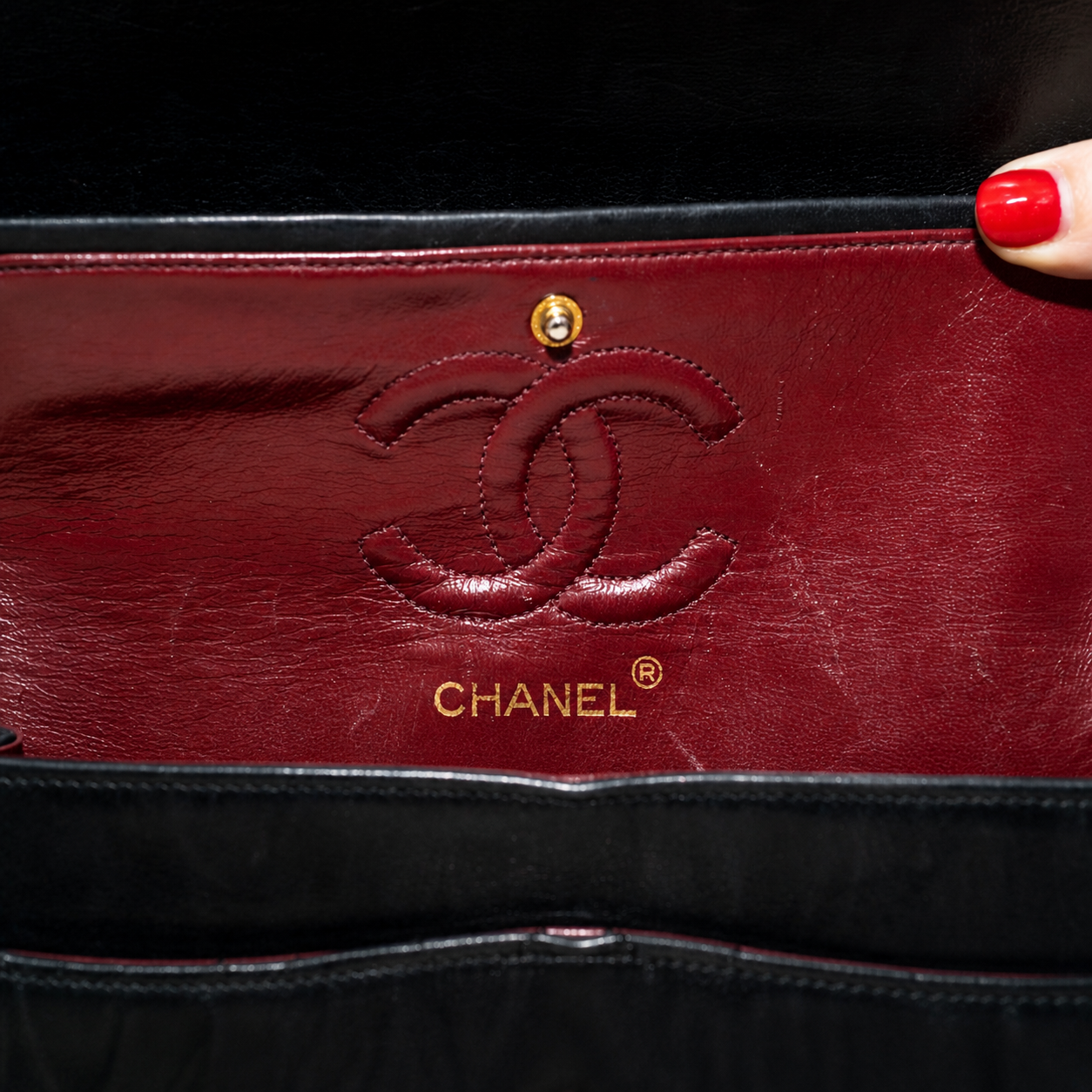 Chanel interior burgundy leather