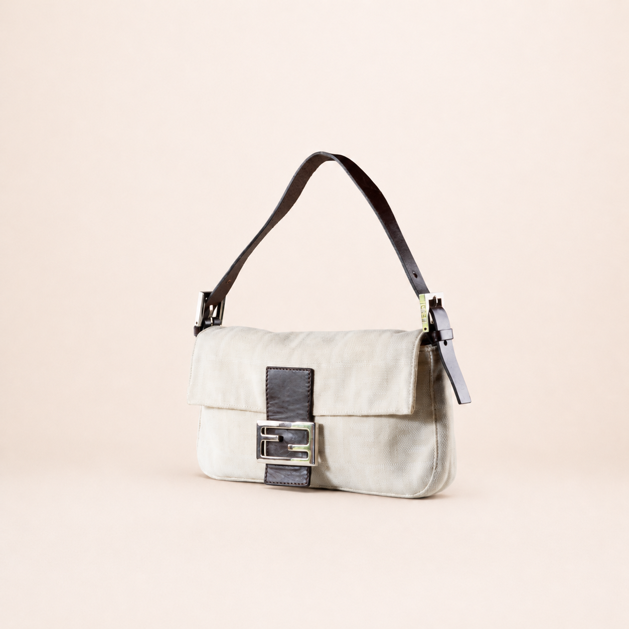 Vintage Fendi Baguette Monogram Zucca Bag Beige