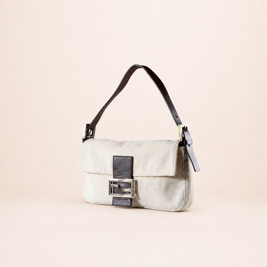 Vintage Fendi Baguette Monogram Zucca Bag Beige