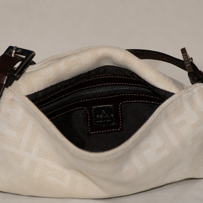 Vintage Fendi Baguette Monogram Zucca Bag Beige