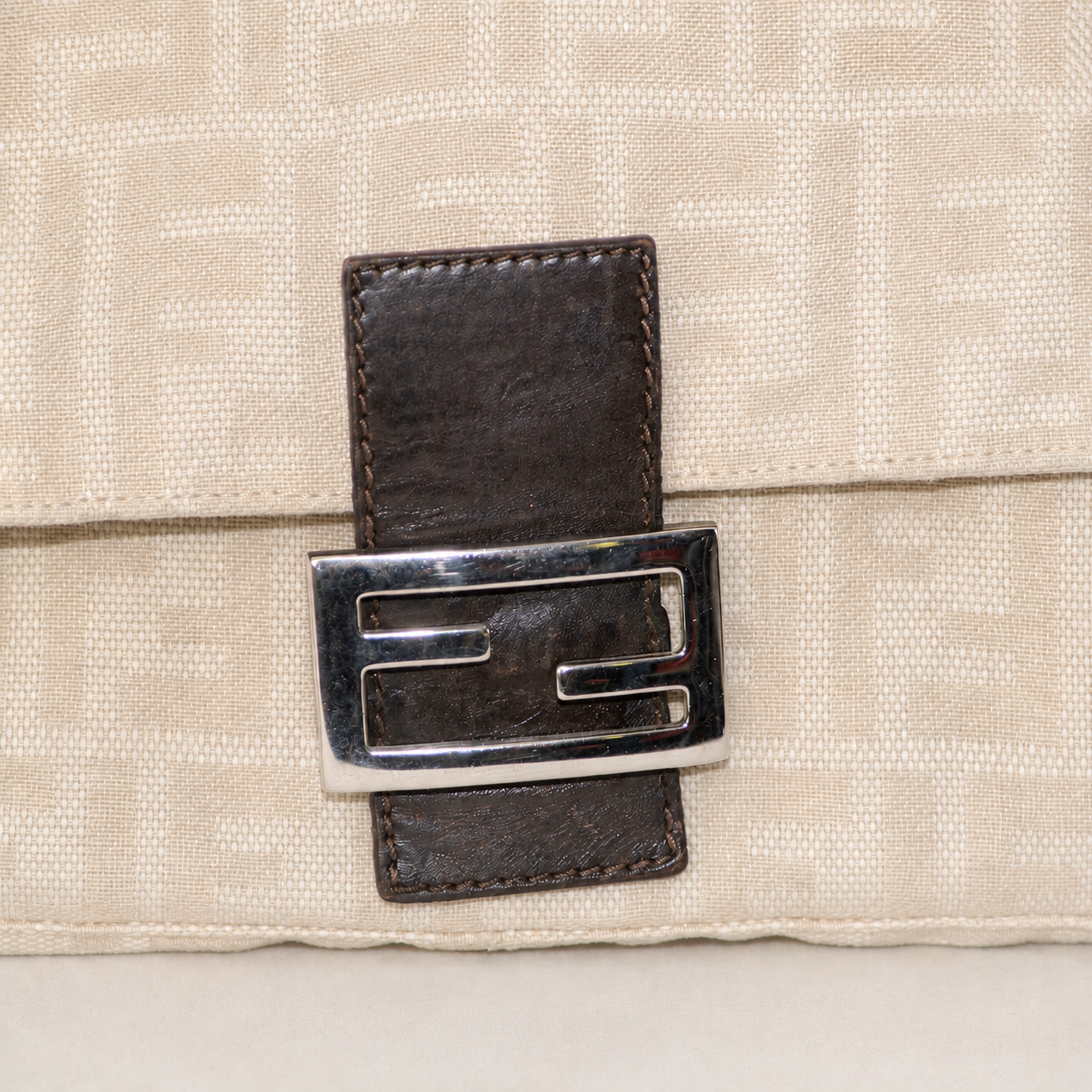 Vintage Fendi Baguette Monogram Zucca Bag Beige