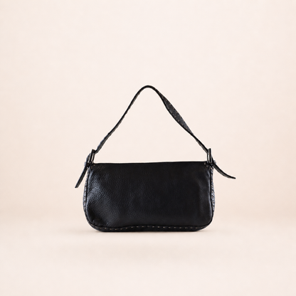 Vintage Fendi Baguette Selleria Leather Bag Black