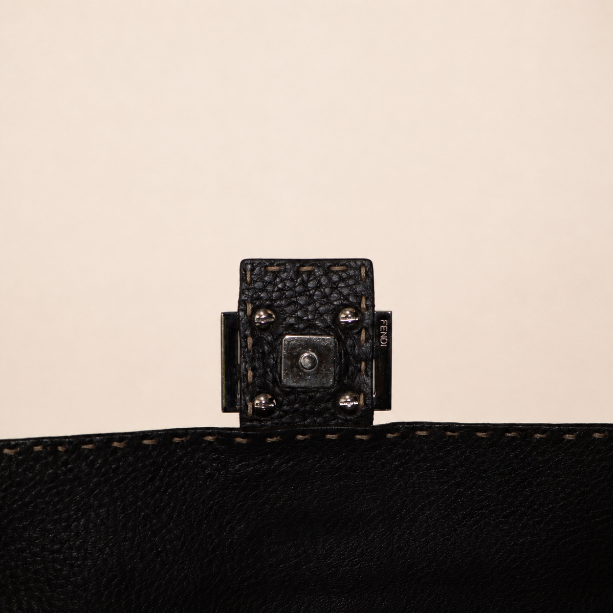 Vintage Fendi Baguette Selleria Leather Bag Black