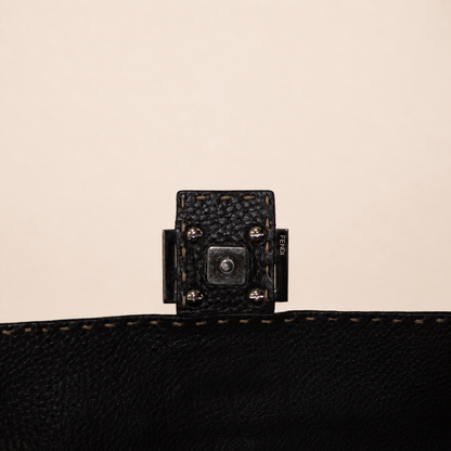 Vintage Fendi Baguette Selleria Leather Bag Black