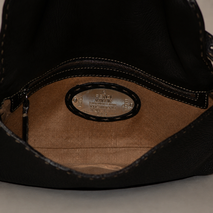 Vintage Fendi Baguette Selleria Leather Bag Black