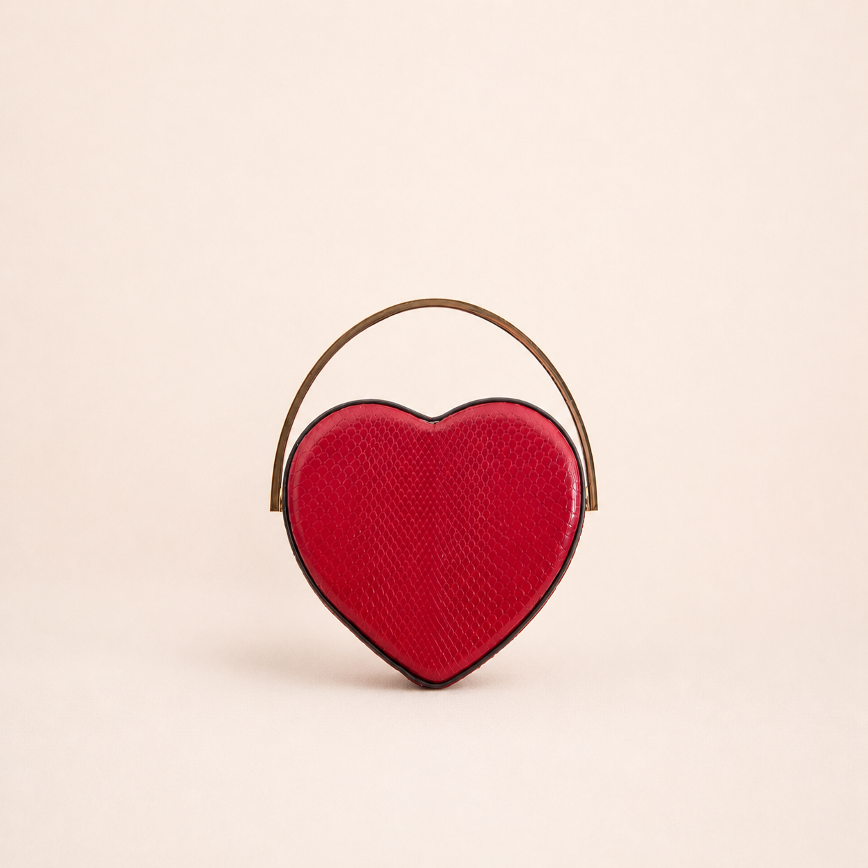 Authentic vintage Gucci Broadway Mini Top Handle Heart Bag in red leather with gold-tone hardware