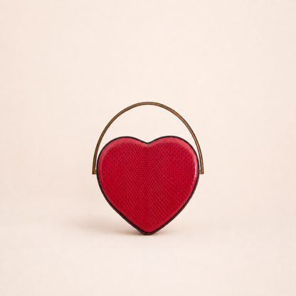 Authentic vintage Gucci Broadway Mini Top Handle Heart Bag in red leather with gold-tone hardware