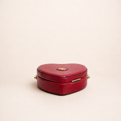 Authentic vintage Gucci Broadway Mini Top Handle Heart Bag in red leather with gold-tone hardware