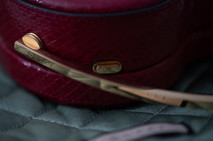 Authentic vintage Gucci Broadway Mini Top Handle Heart Bag in red leather with gold-tone hardware