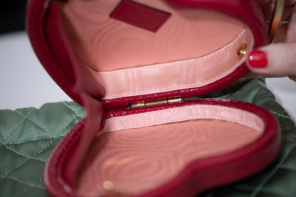 Authentic vintage Gucci Broadway Mini Top Handle Heart Bag in red leather with gold-tone hardware