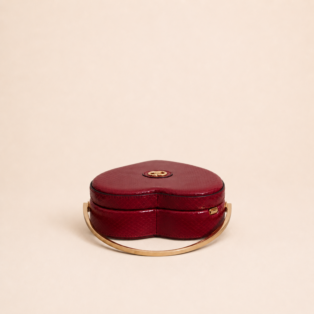 Authentic vintage Gucci Broadway Mini Top Handle Heart Bag in red leather with gold-tone hardware