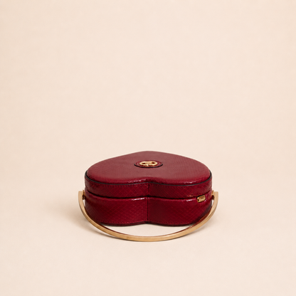 Authentic vintage Gucci Broadway Mini Top Handle Heart Bag in red leather with gold-tone hardware