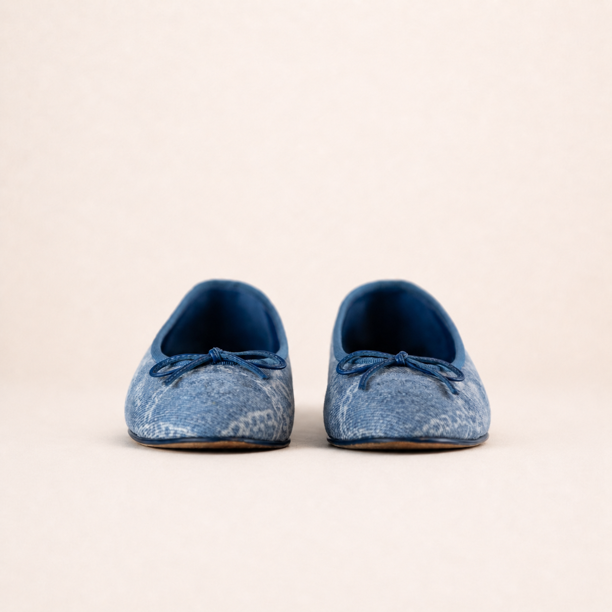 Blue Chanel Denim CC Ballerina Flats with iconic CC monogram.