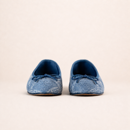 Blue Chanel Denim CC Ballerina Flats with iconic CC monogram.