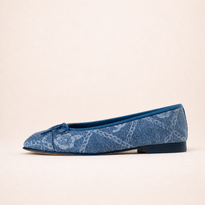 Blue Chanel Denim CC Ballerina Flats with iconic CC monogram.