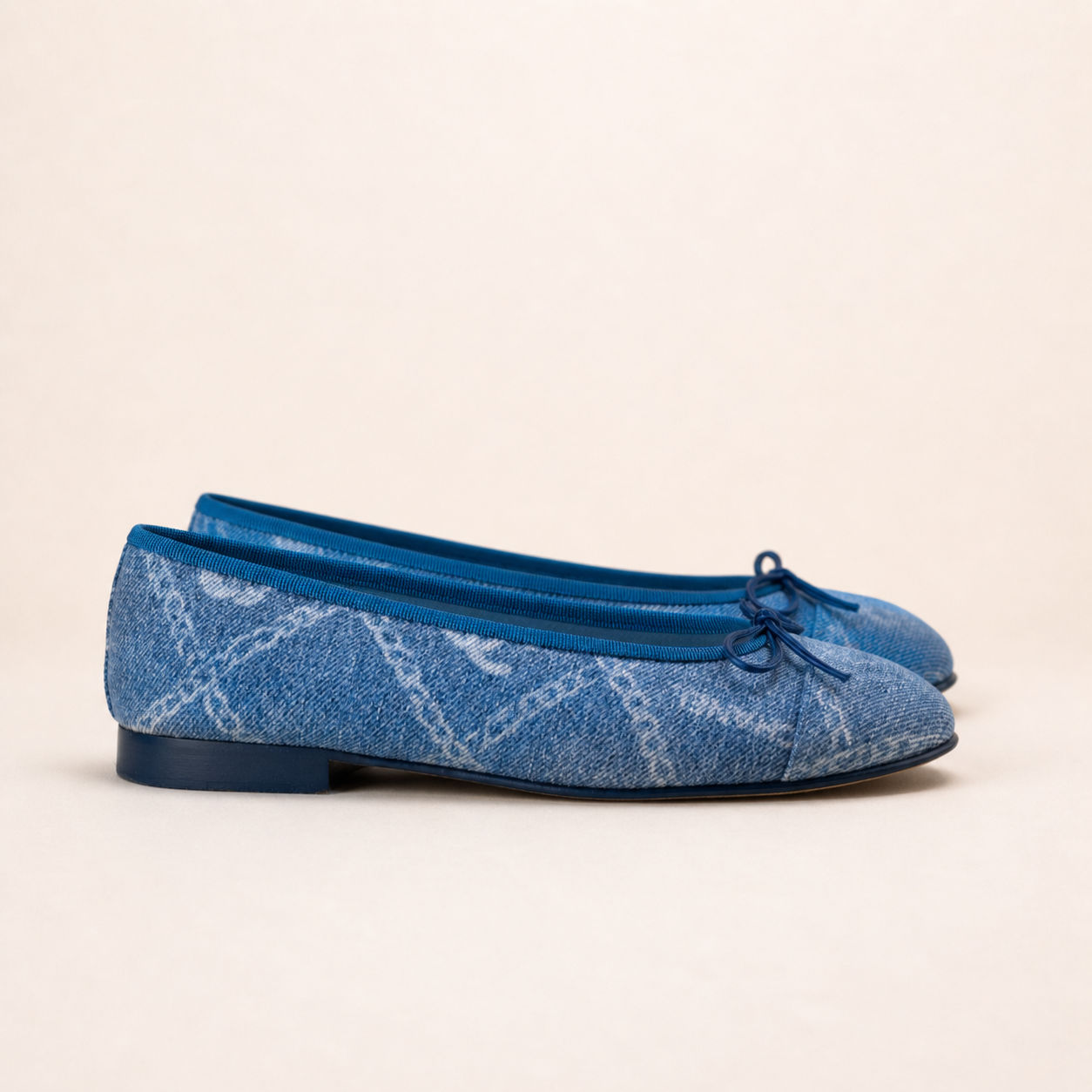 Blue Chanel Denim CC Ballerina Flats with iconic CC monogram.