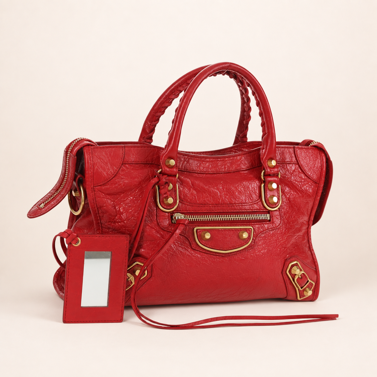 Balenciaga City Bag Red Gold