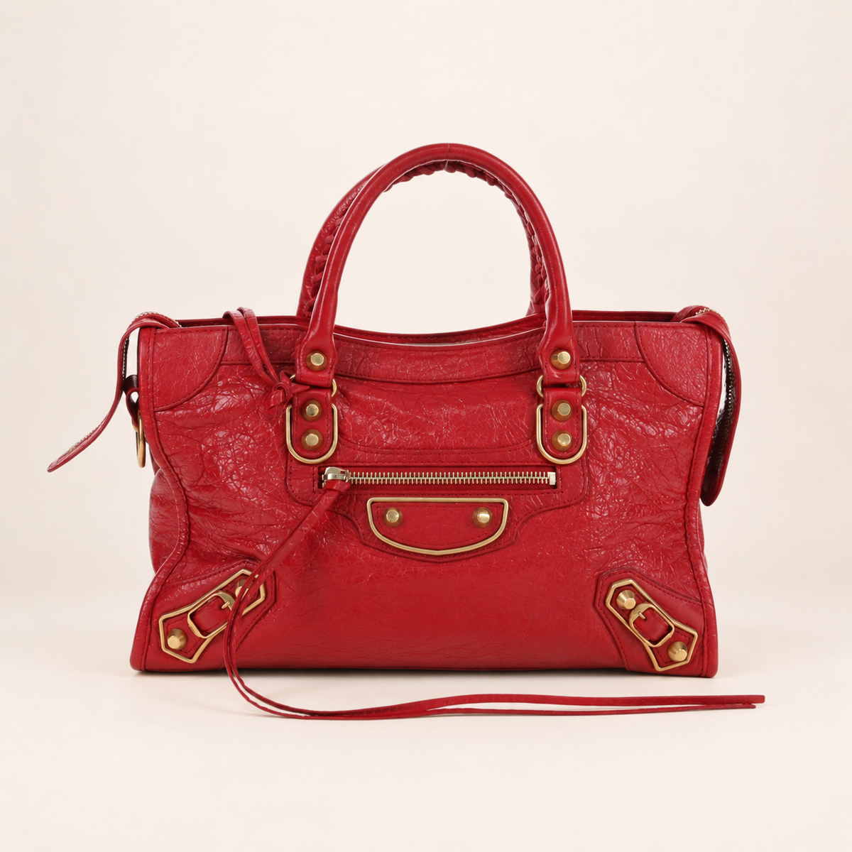 Balenciaga City Bag Red Gold
