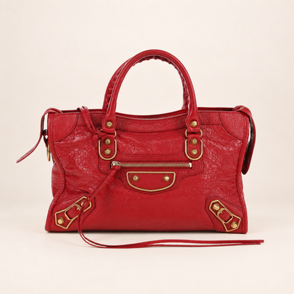 Balenciaga City Bag Red Gold