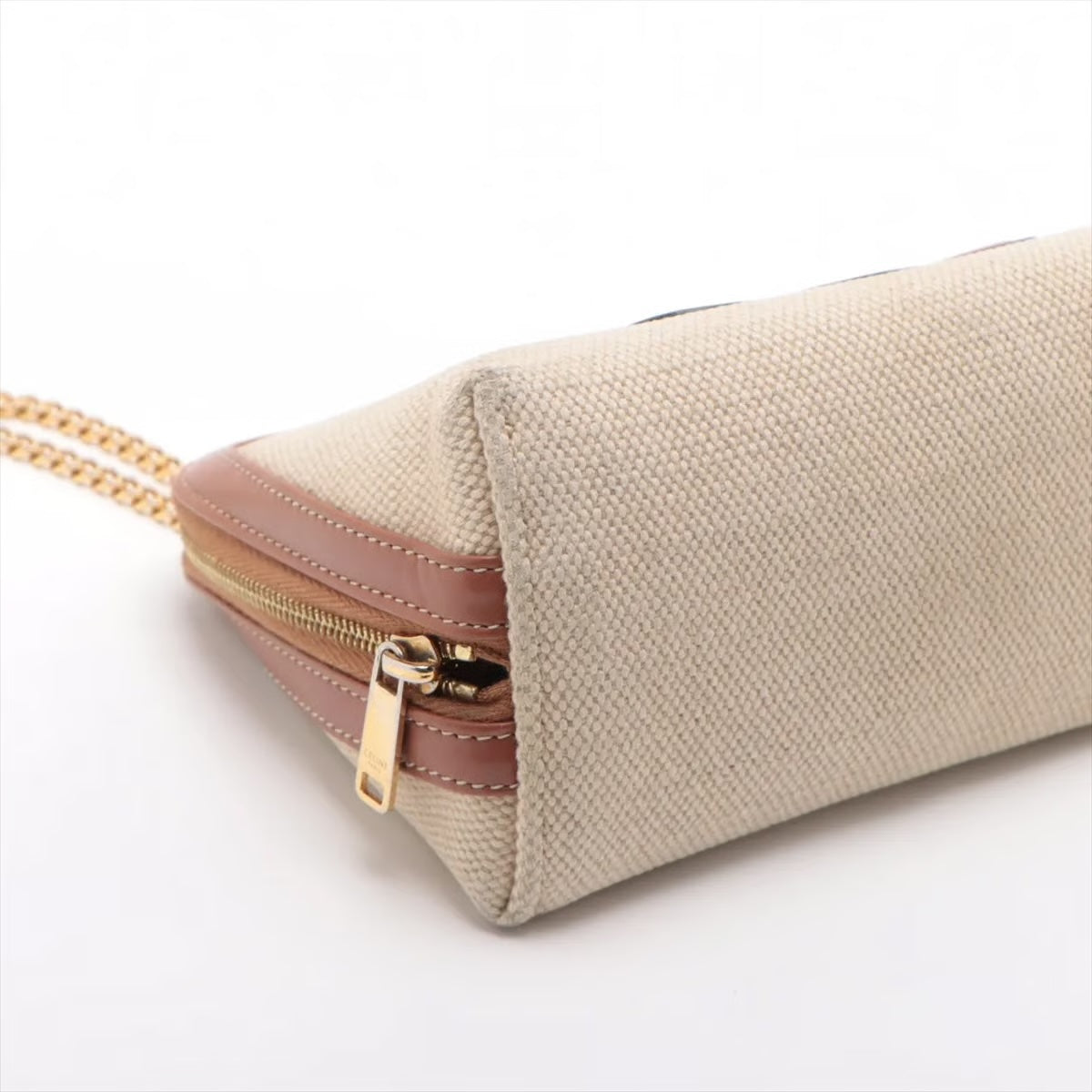 Celine Triomphe Canvas & Leather Chain Shoulder Bag