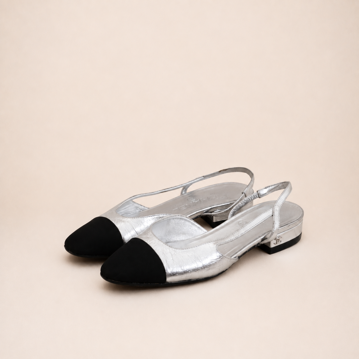 Chanel Silver Slingback Pumps Size 36C