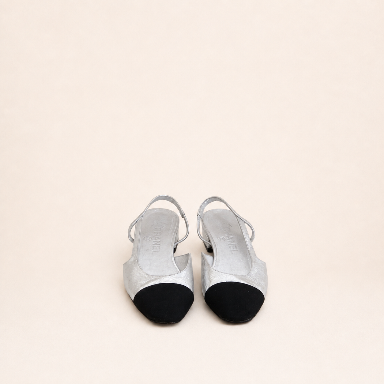 Chanel Silver Slingback Pumps Size 36C
