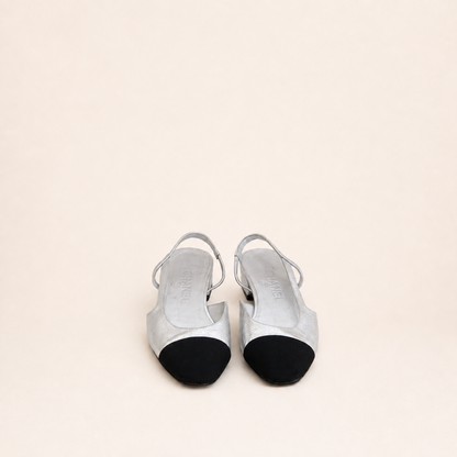 Chanel Silver Slingback Pumps Size 36C
