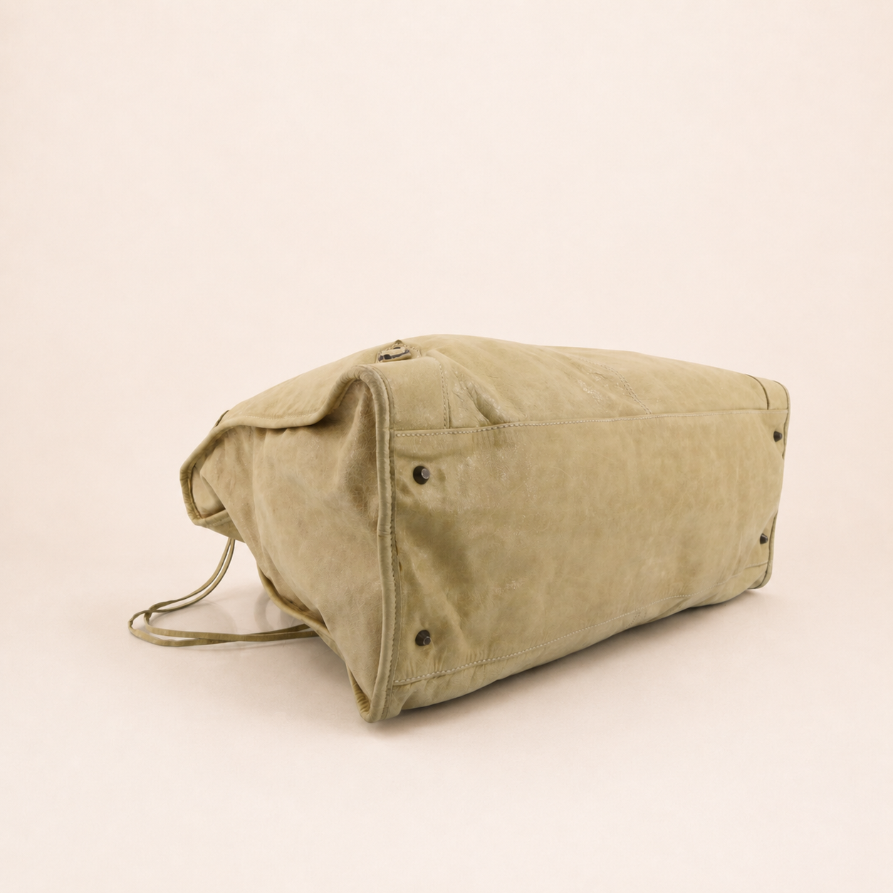 Vintage Balenciaga Le City Weekender Bag in light green leather