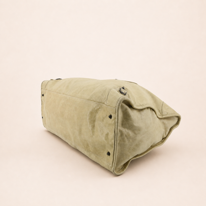 Vintage Balenciaga Le City Weekender Bag in light green leather