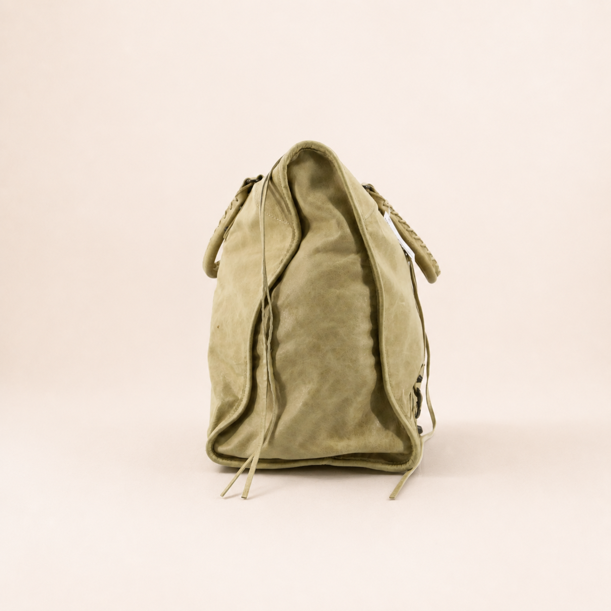 Vintage Balenciaga Le City Weekender Bag in light green leather
