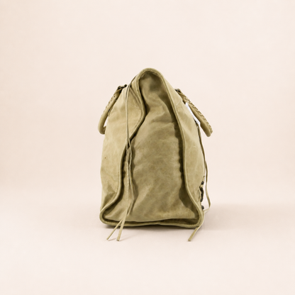 Vintage Balenciaga Le City Weekender Bag in light green leather